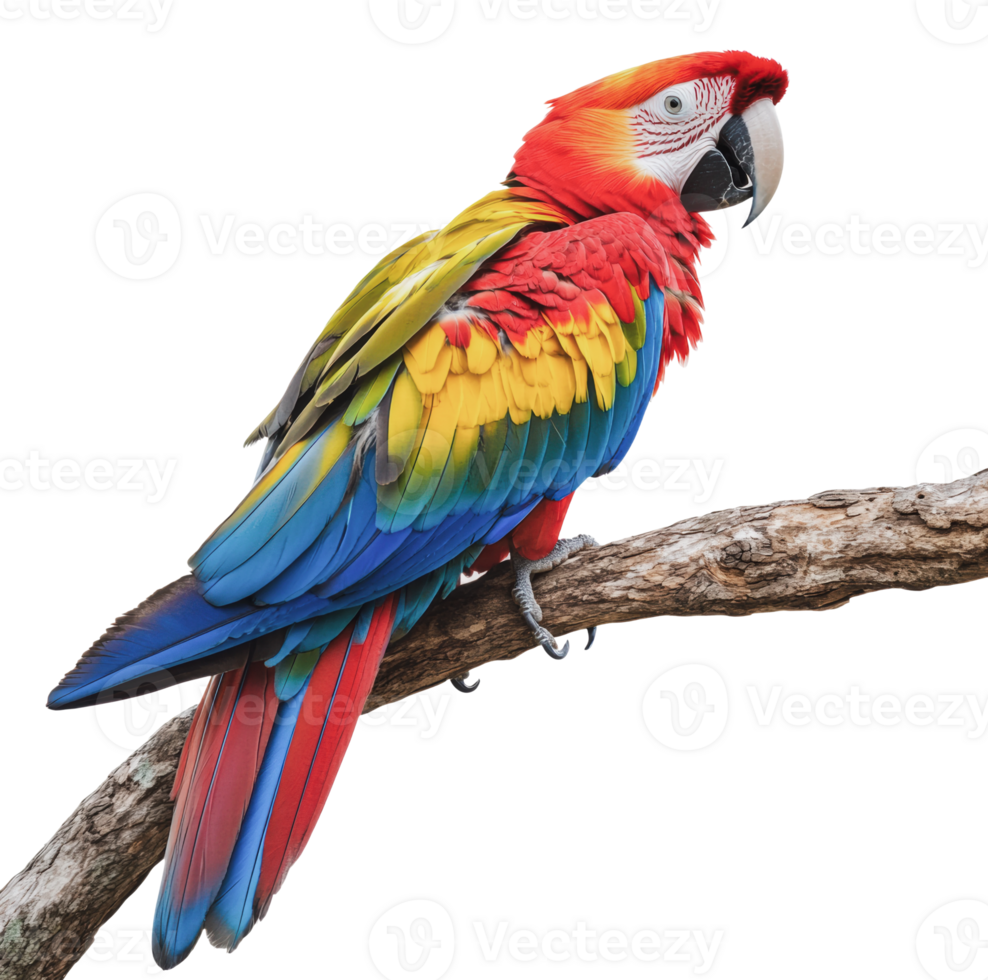 Colorful parrot perched on a branch in nature png