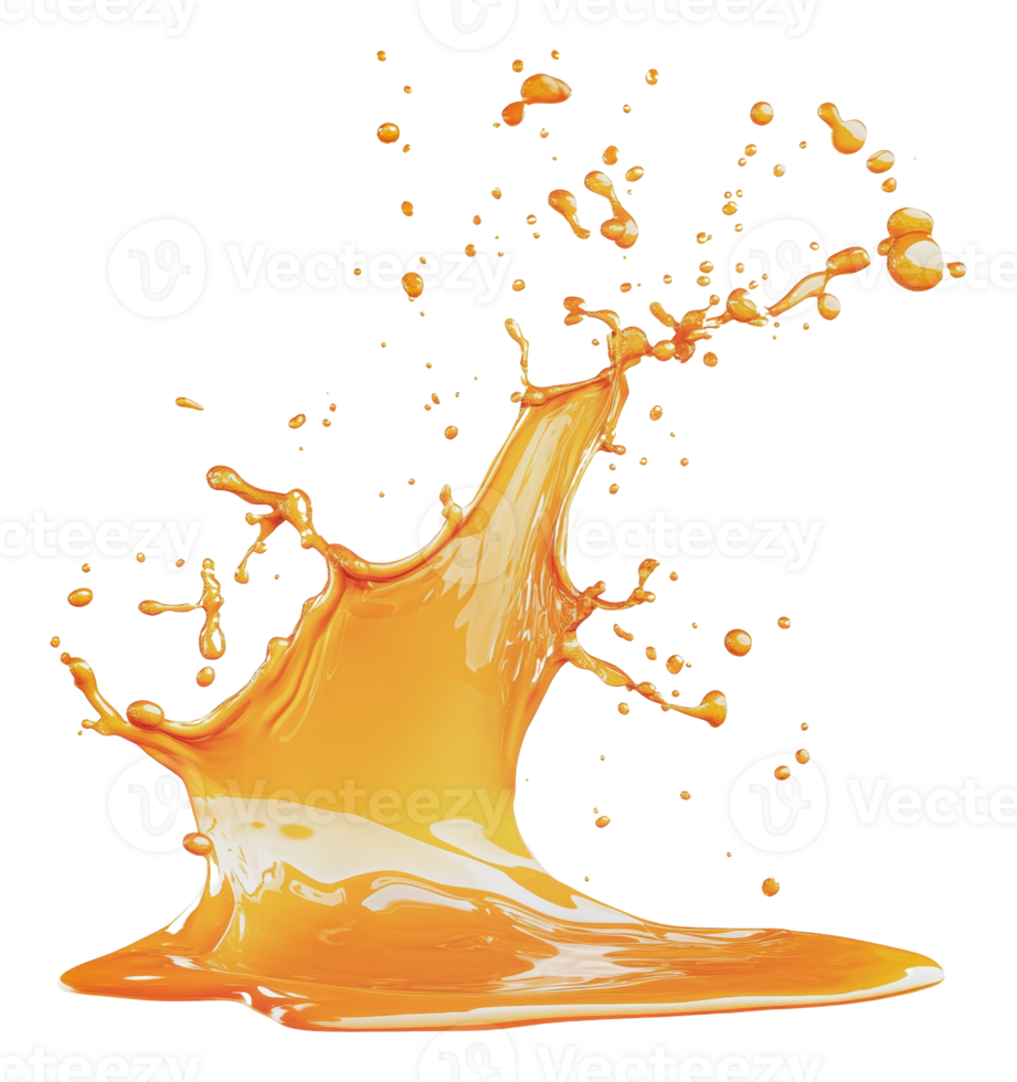Orange liquid splash with dynamic patterns png