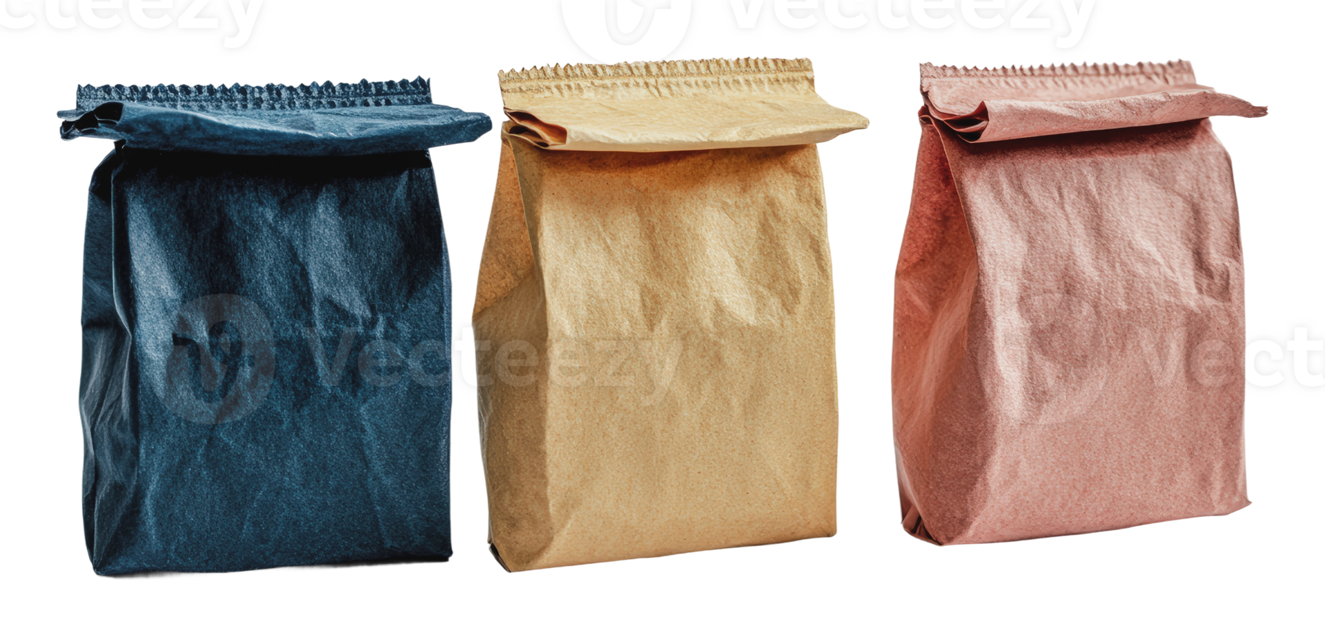 Three bags of various colors arranged neatly png