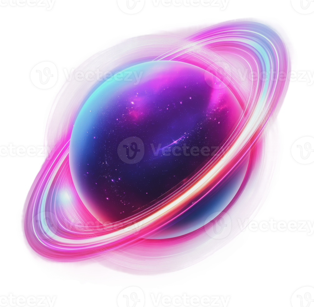 Vivid depiction of a colorful planet in space png