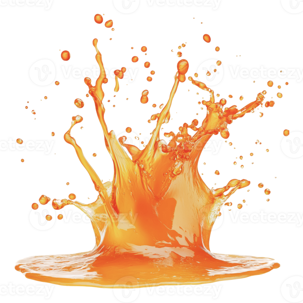 Orange liquid splash creates vibrant shapes png