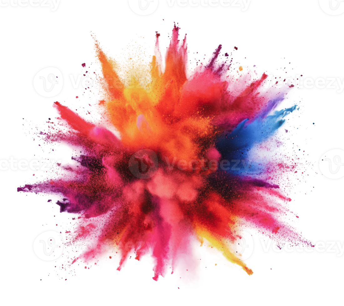 Colorful explosion of powdered pigments in art png