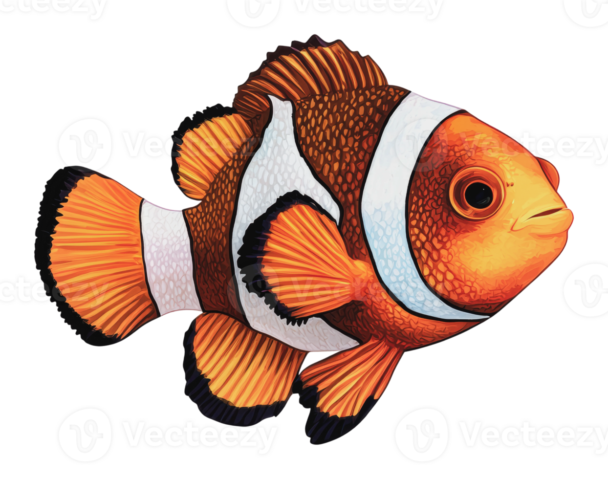 Colorful clownfish swimming in coral reef png