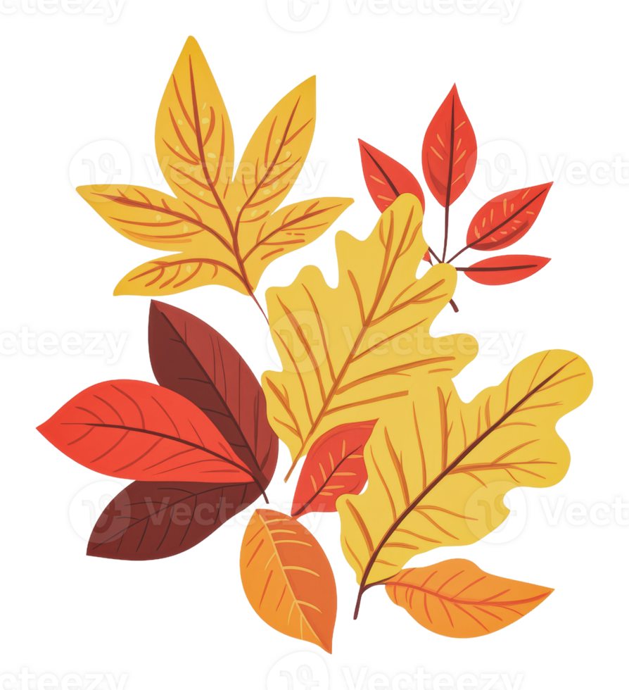 Vibrant autumn leaves in natural display png