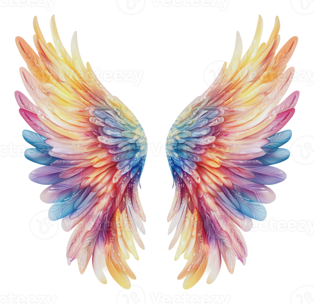 Intricate, colorful angel wings png