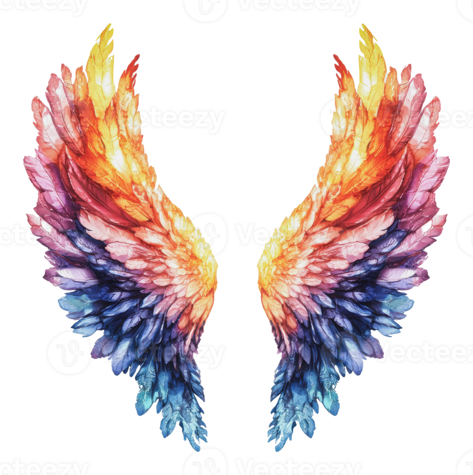 Colorful abstract wings symbolize freedom and hope png
