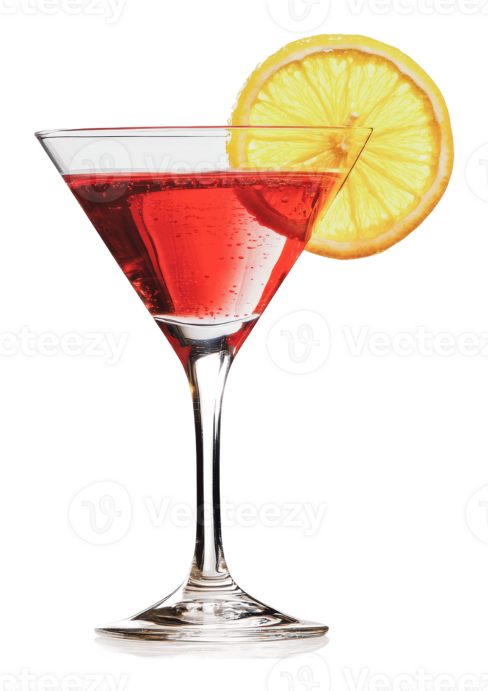 Refreshing cocktail garnished with a lemon slice png