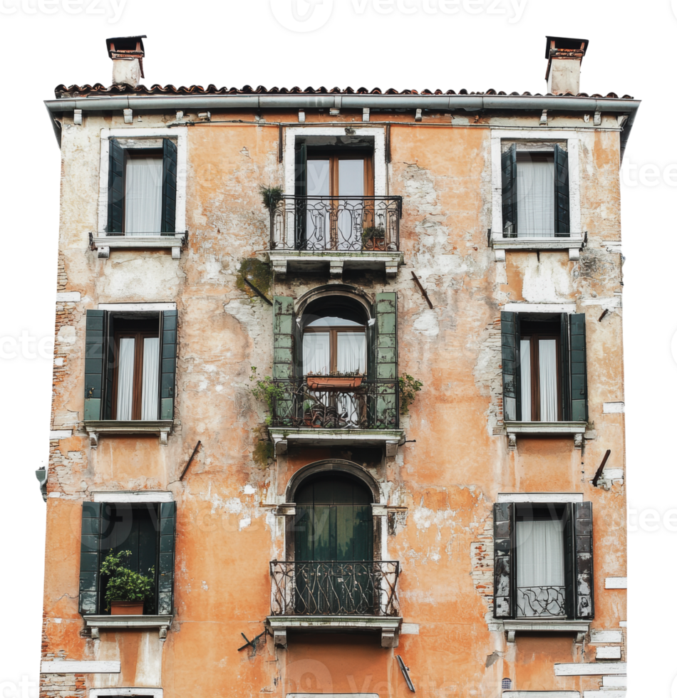 Old Venetian building with weathered facade png