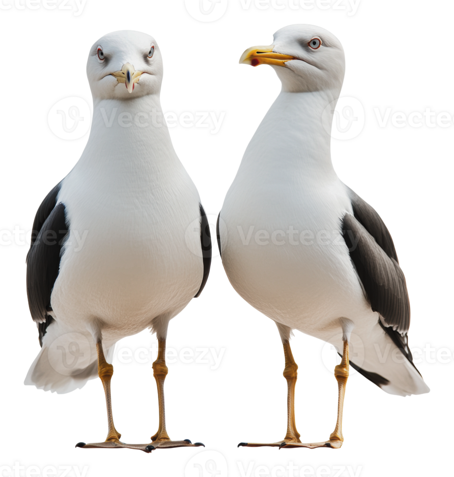 Seagulls standing on a white background in profile png