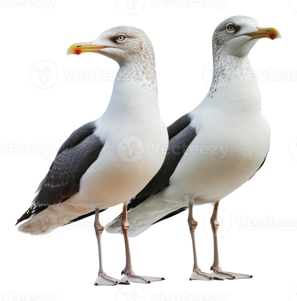 Seagulls perched side by side on a sunny day png