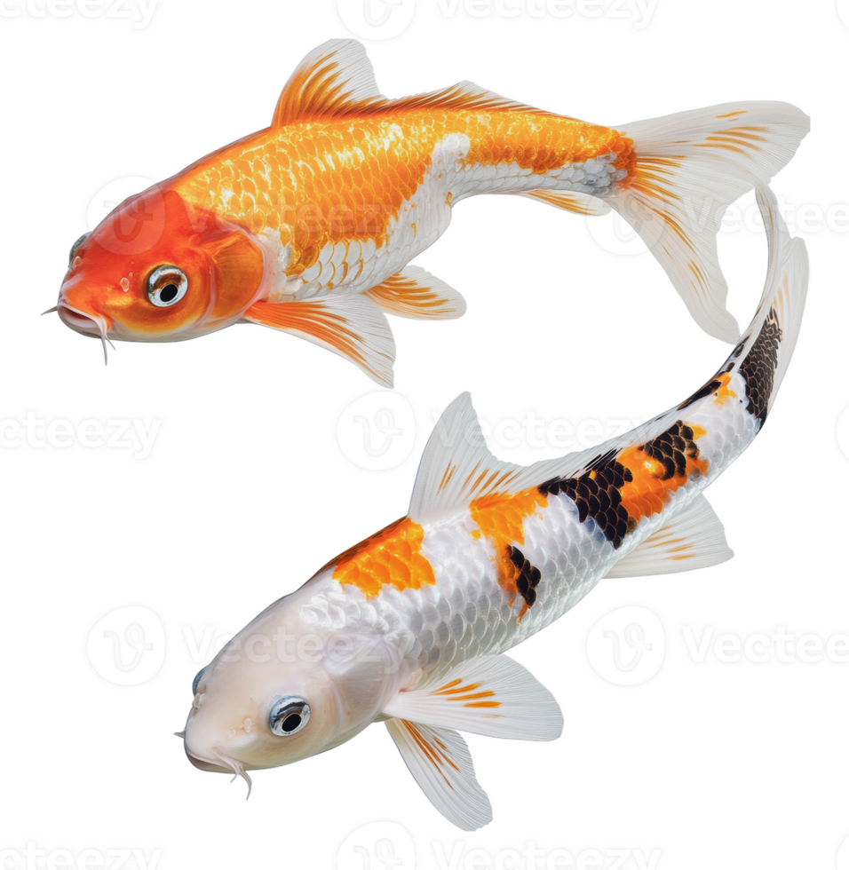 Colorful koi fish swimming in clear water png