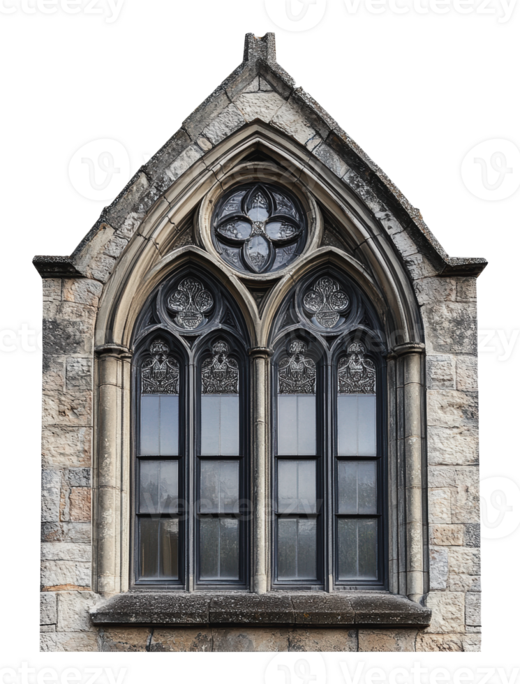 Historic gothic window featuring intricate design png