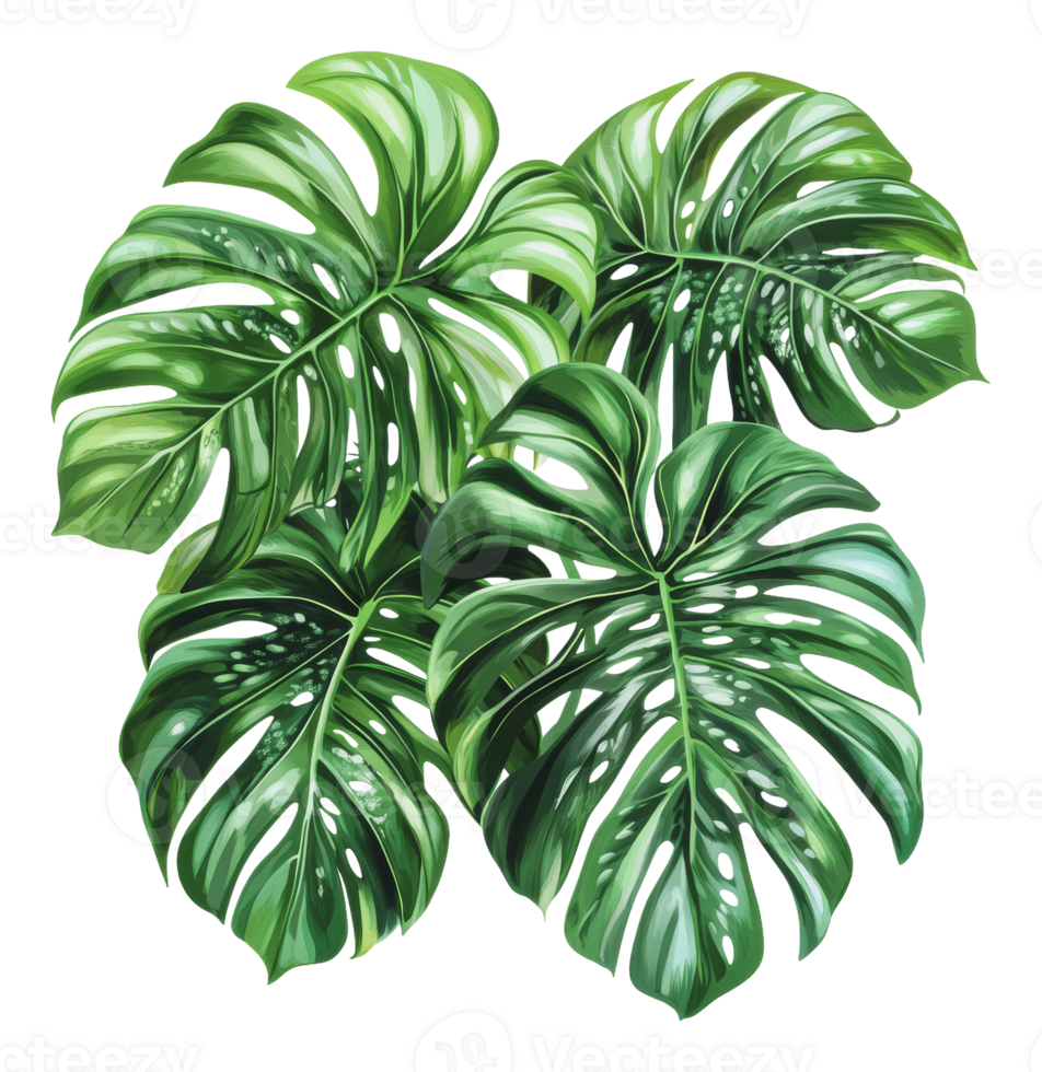 Monstera leaves arranged for artistic display png