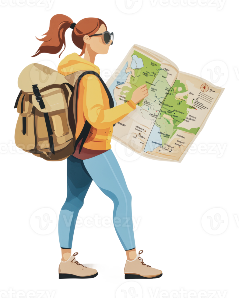 Exploring new places while reading a map outdoors png