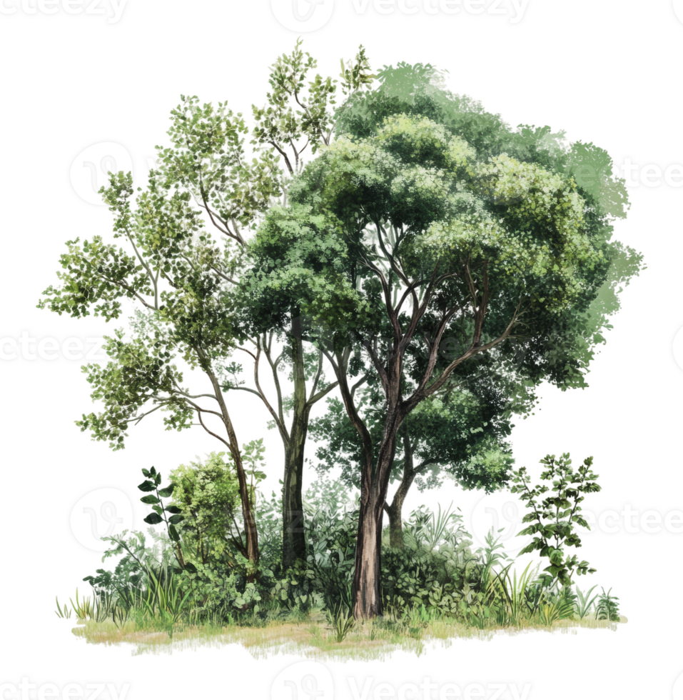 Beautiful trees in a serene natural setting png