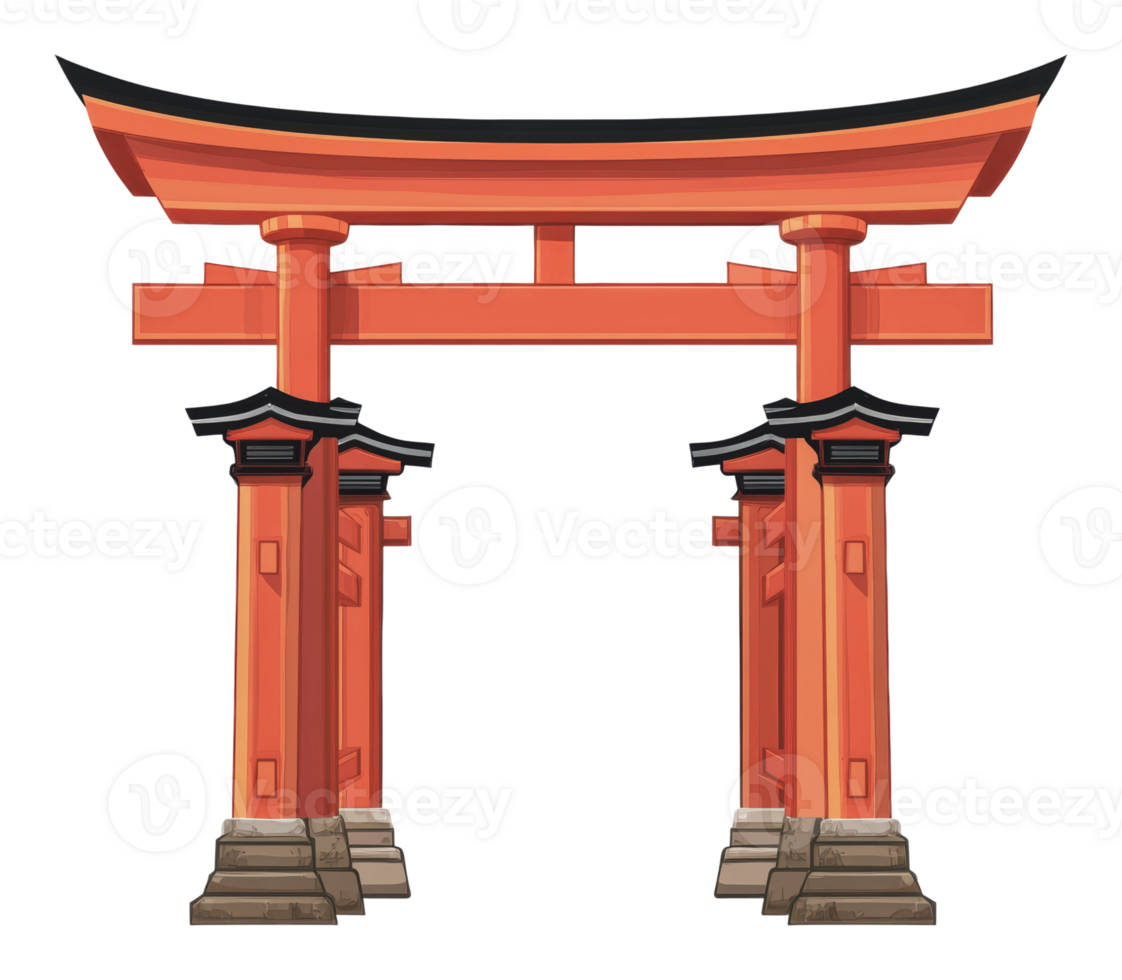 Vibrant orange Japanese torii gate png