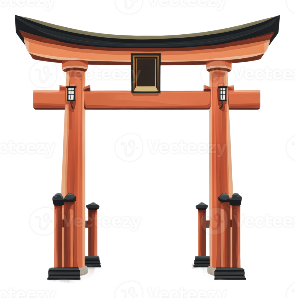 Traditional Japanese Torii Gate at a Shrine png