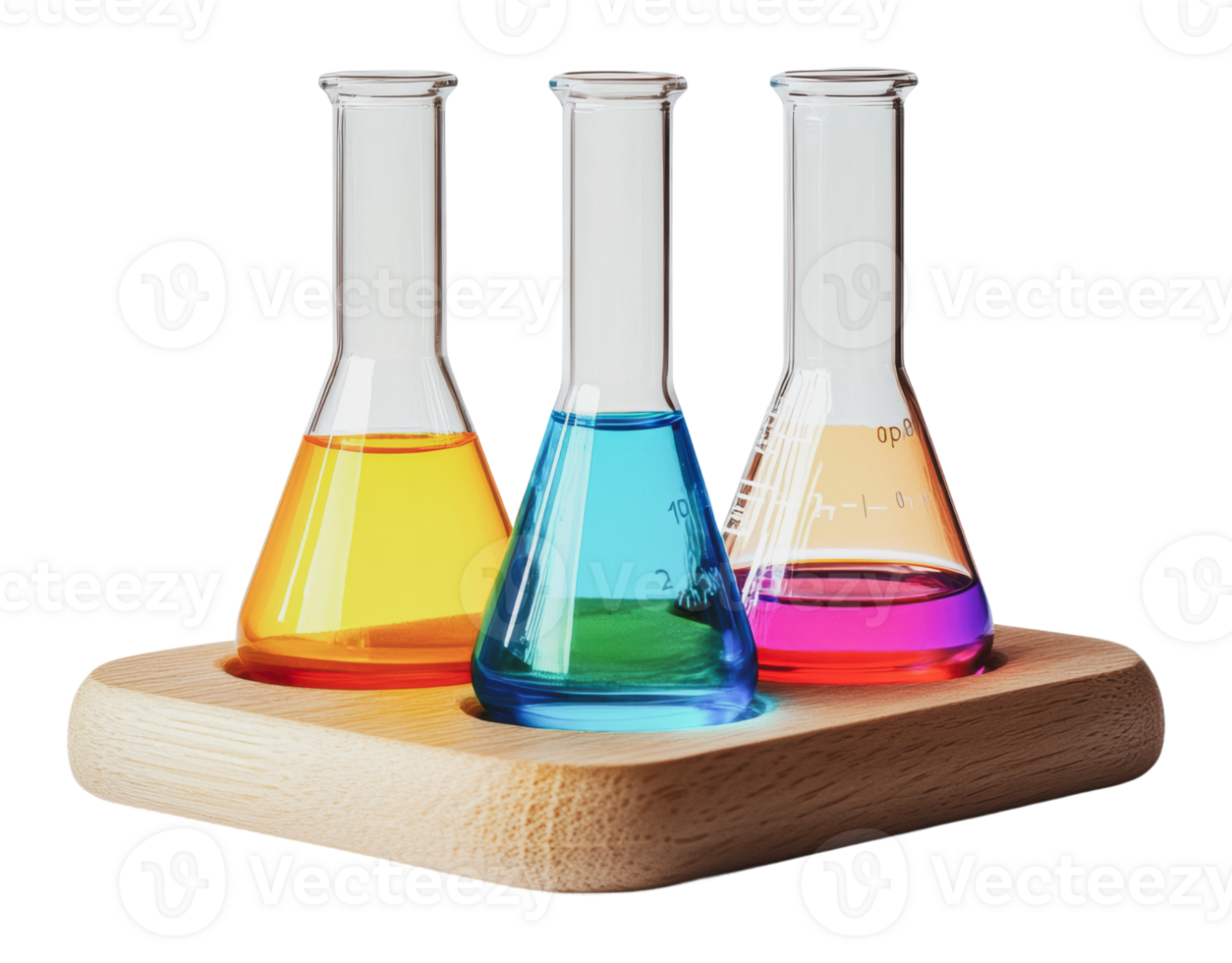 Vibrant liquids in lab glassware png