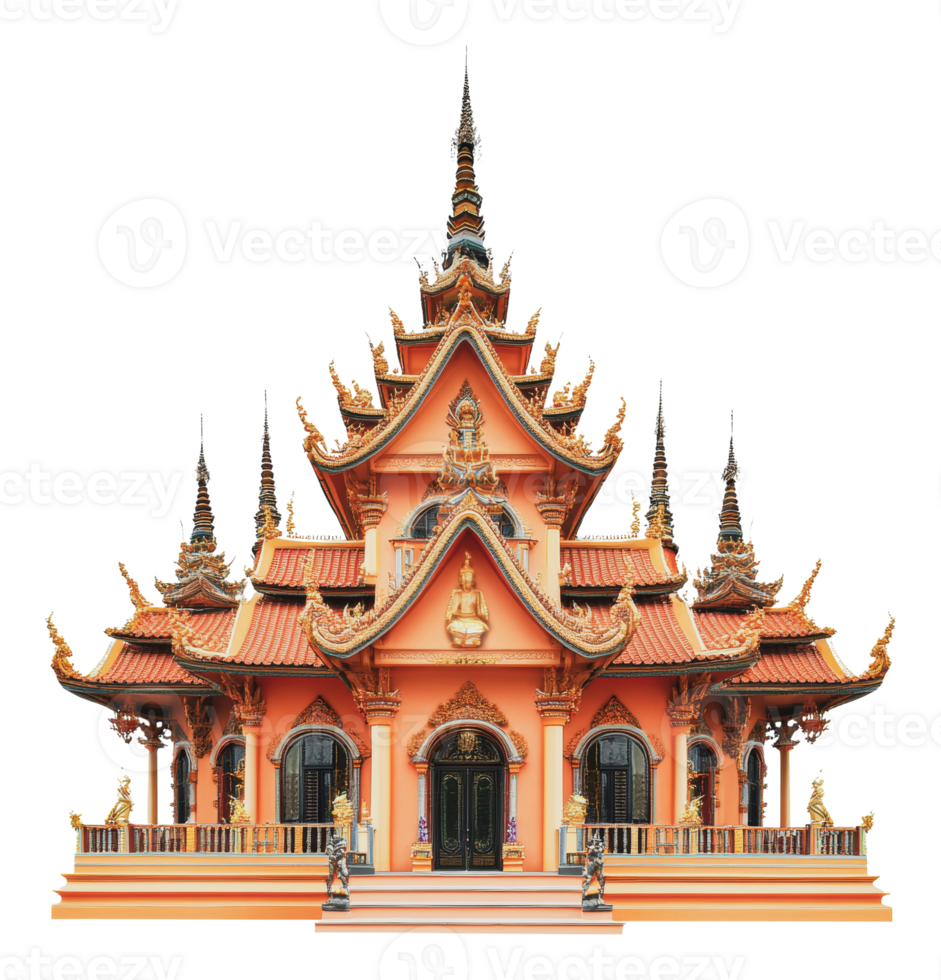Colorful traditional Thai temple design png