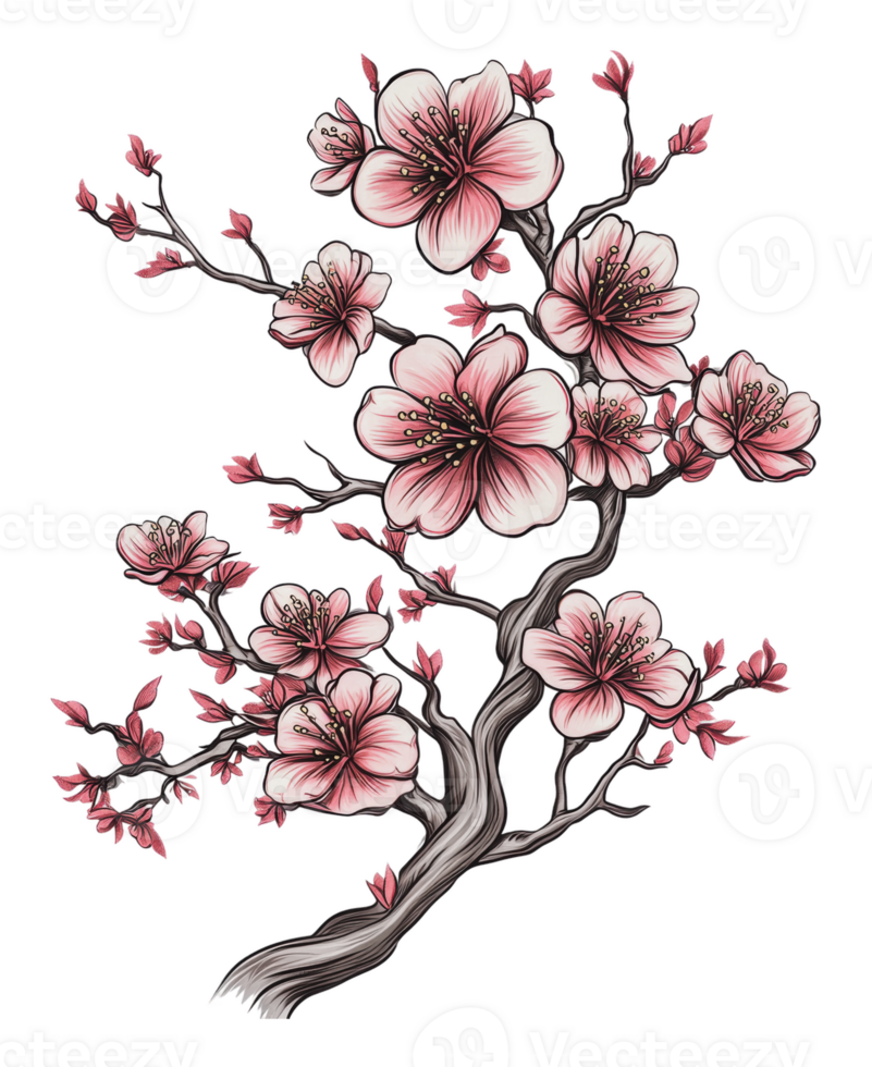 Cherry blossom tree design in soft pink tones png