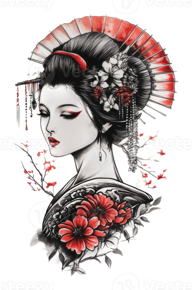 Elegant woman in floral traditional attire png