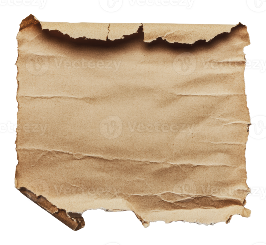Torn brown paper sheet on a white background png