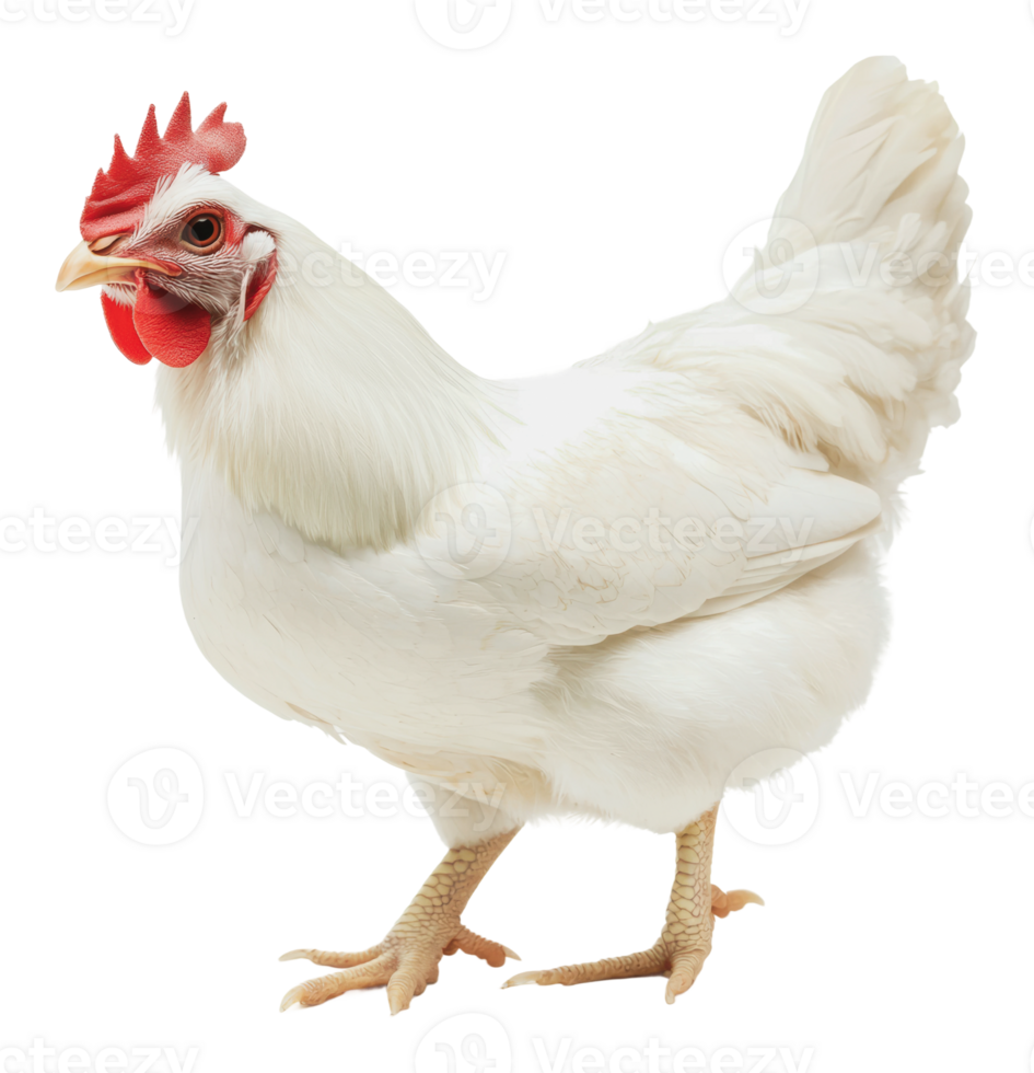 White hen standing on a plain background png
