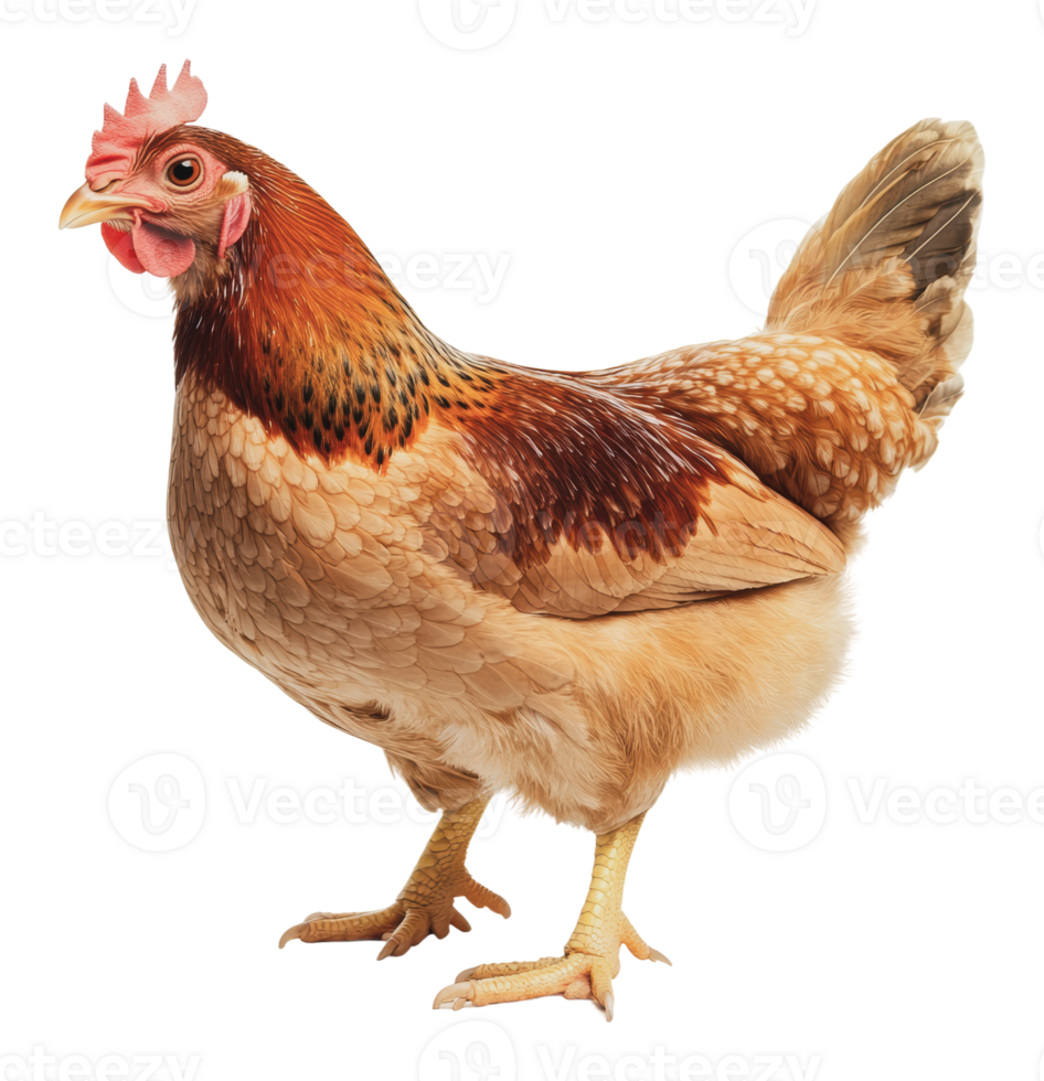 Chicken standing proudly in a farm environment png