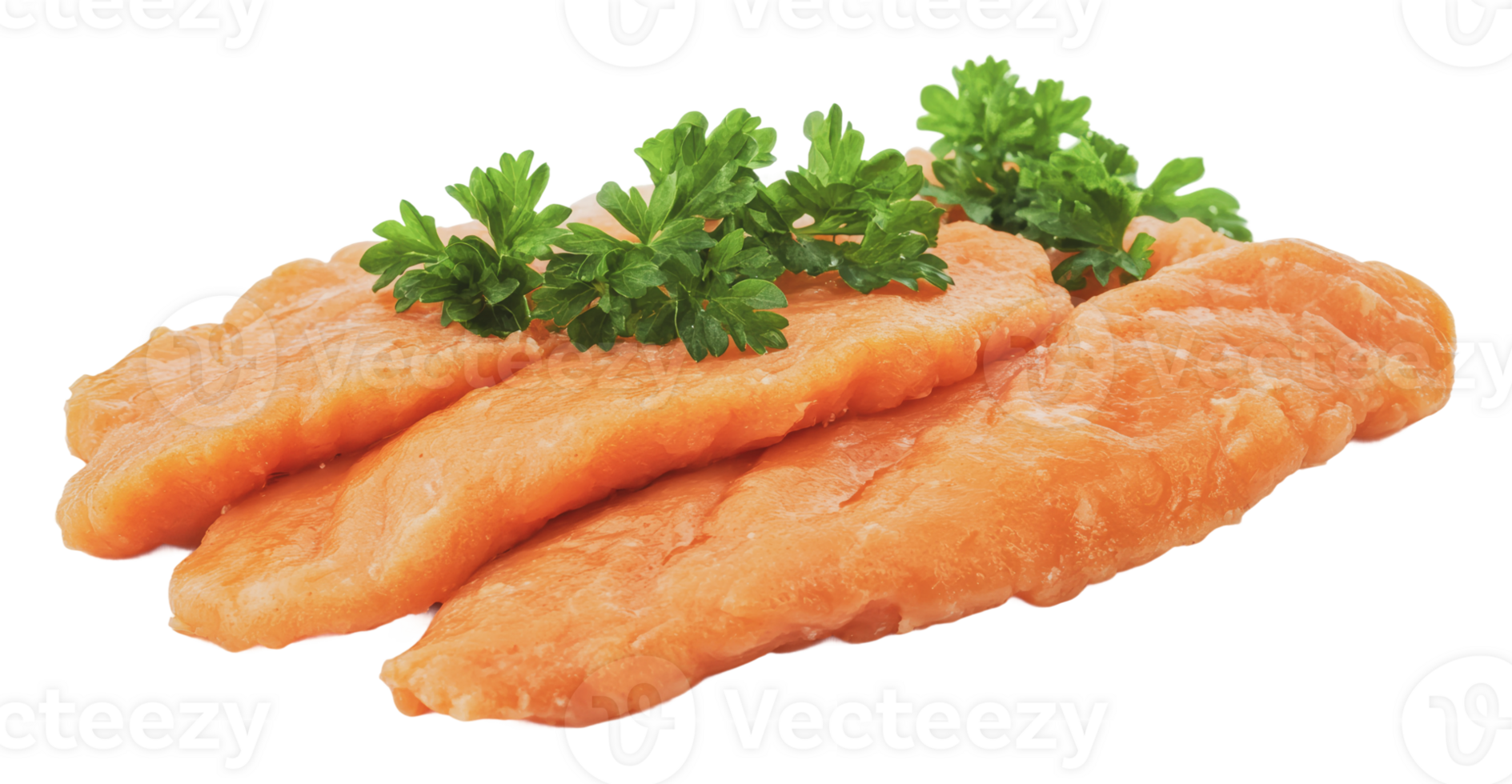 Fresh fish fillets garnished with herbs on display png