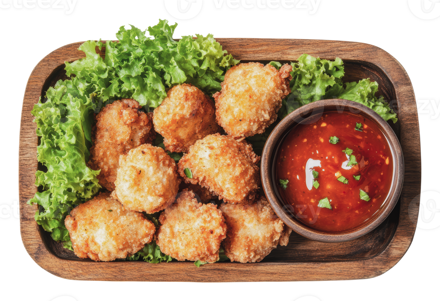 Delicious fried snacks served with spicy sauce png