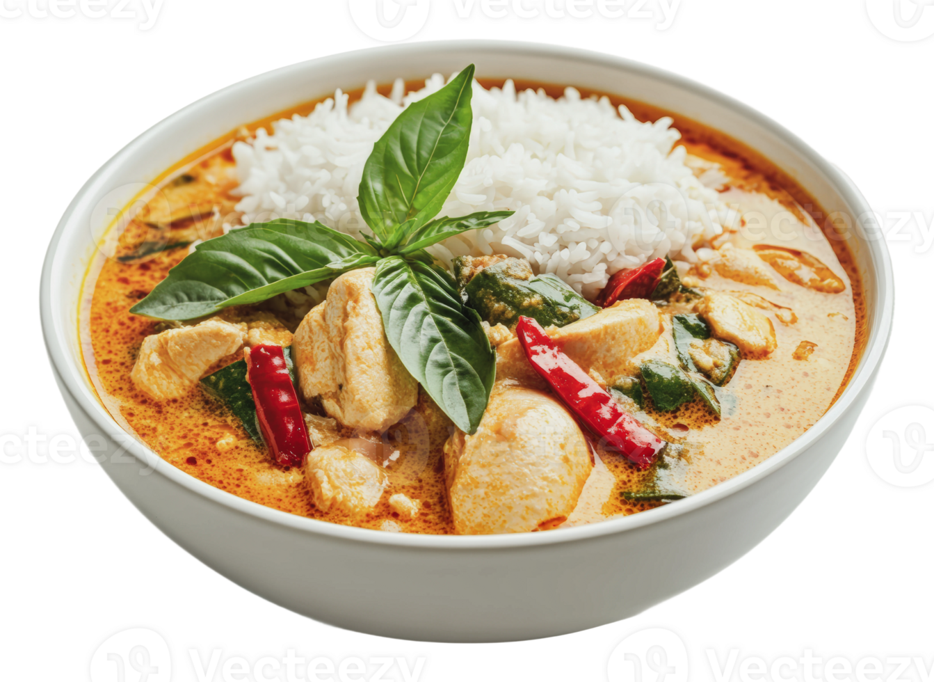 Enjoying a flavorful curry with rice and herbs png
