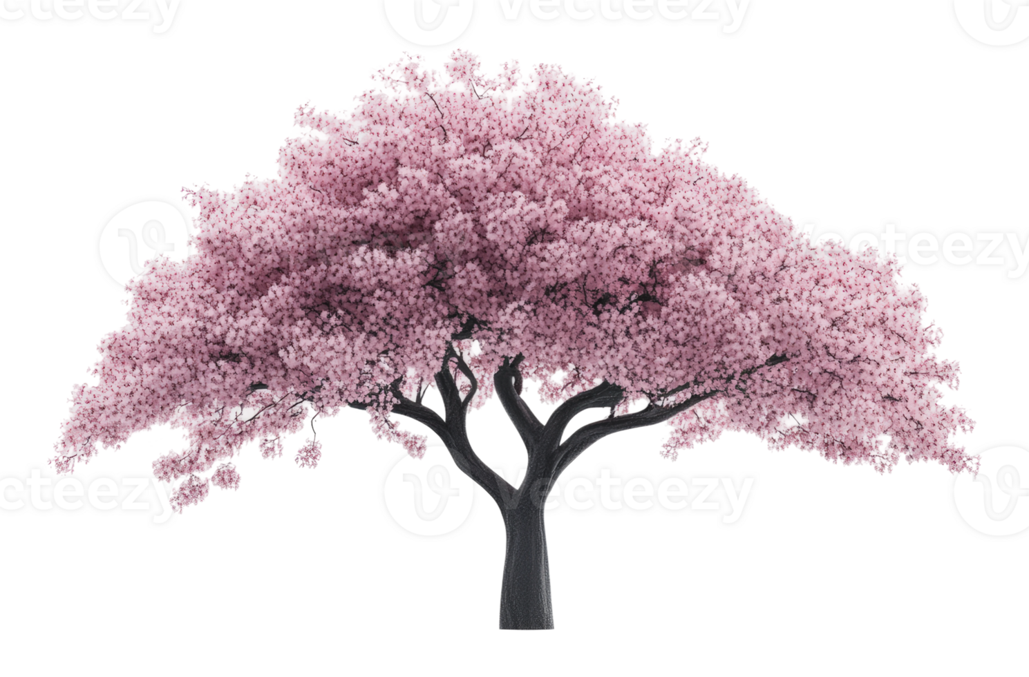 Blossoming pink tree in full spring bloom png