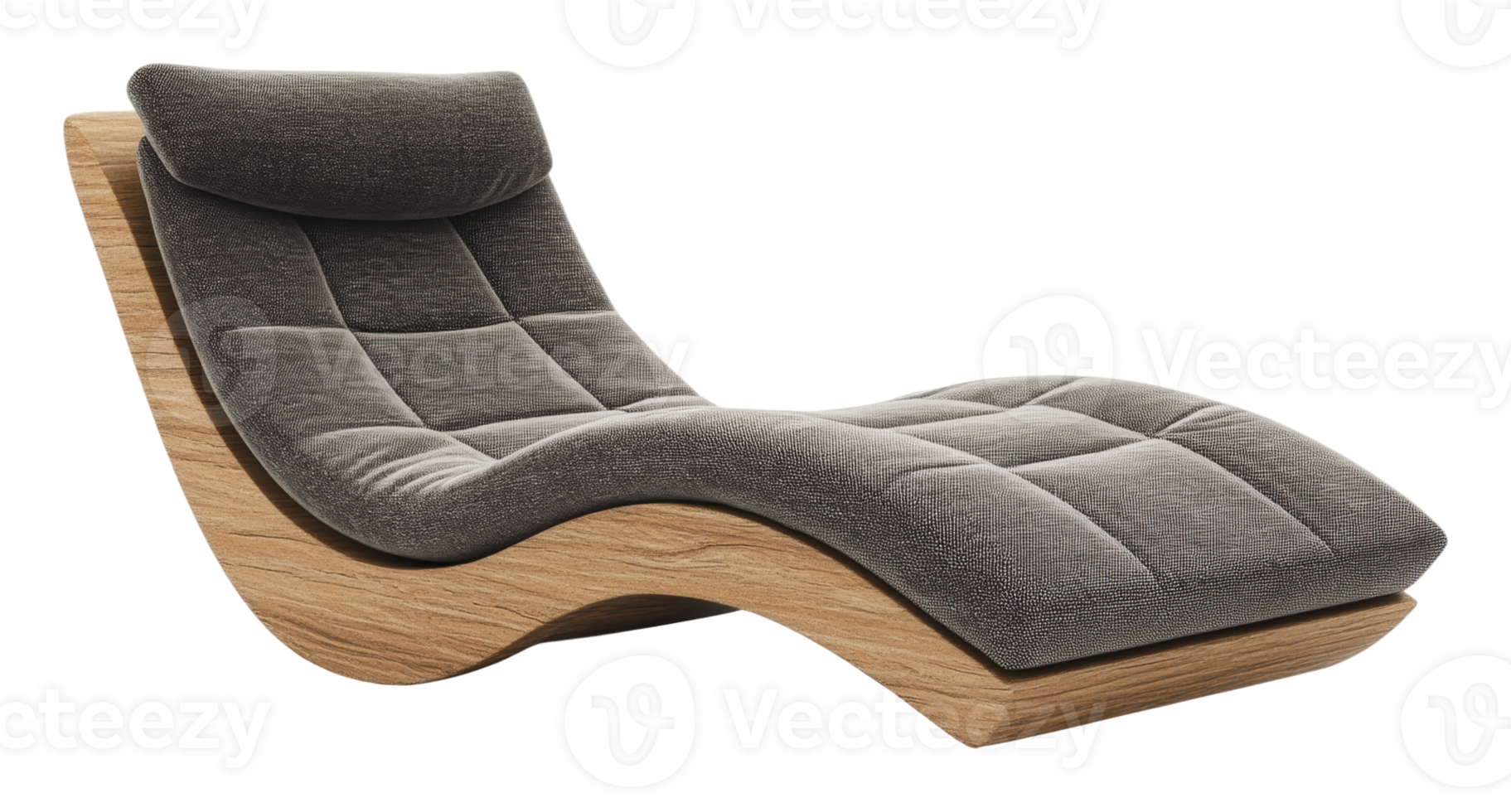 Modern lounge chair with sleek wooden base design png