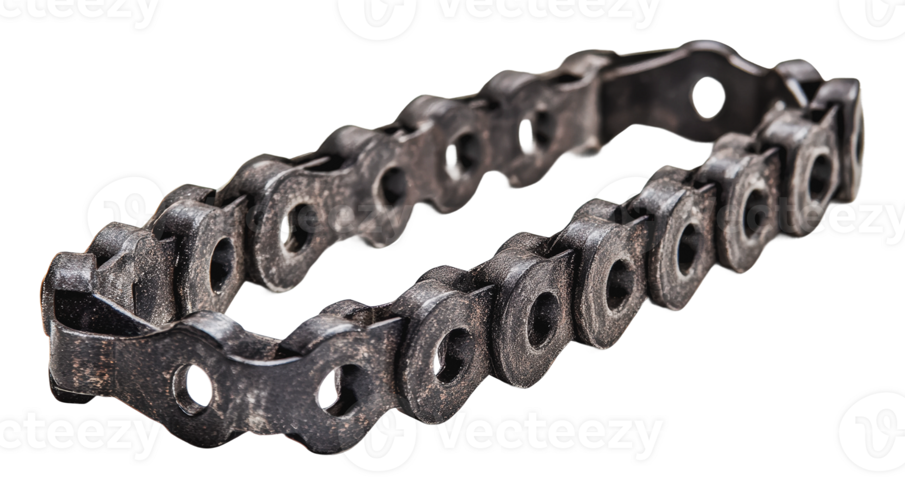 Bicycle chain link lying on a flat surface png
