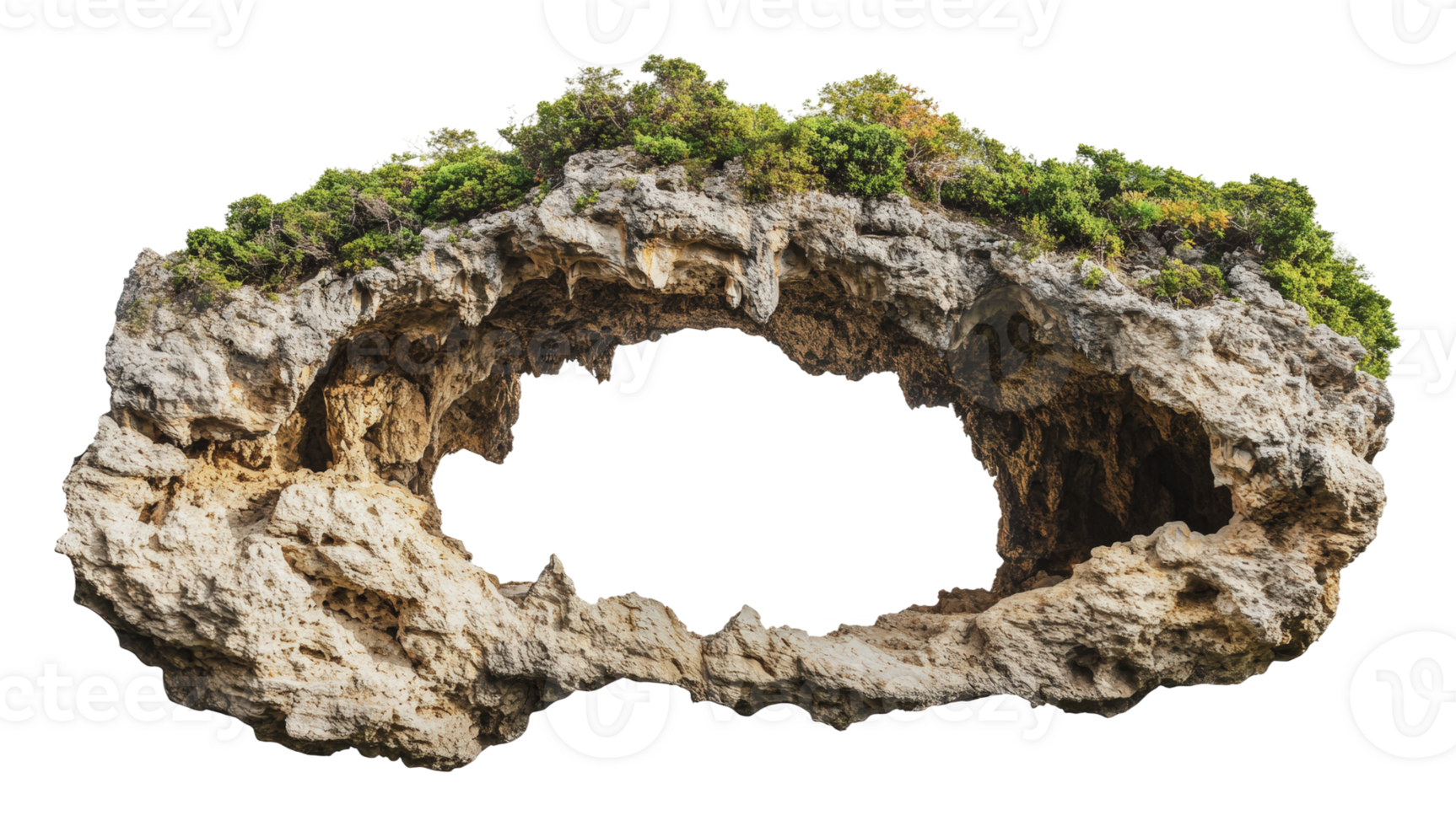 Natural rock formation amid greenery png
