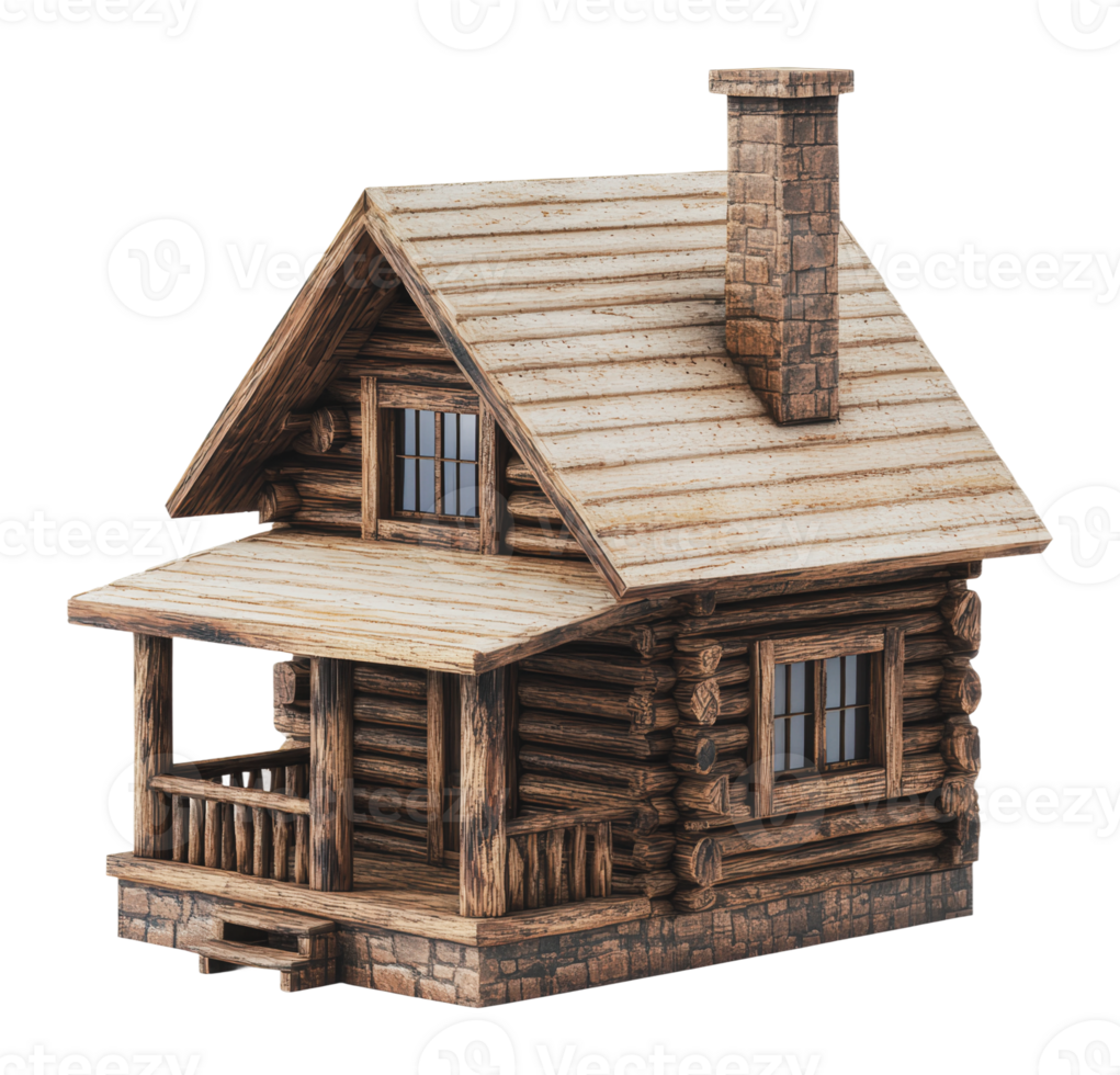 Rustic log cabin model for home decoration png