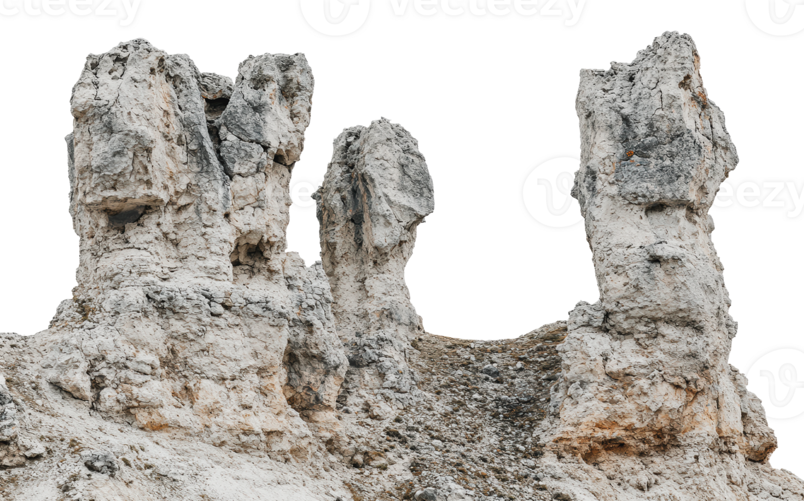 Unique rock formations in a dry landscape png