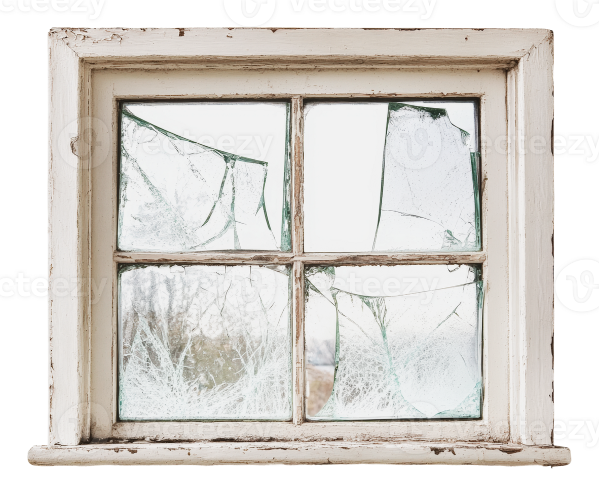 Shattered glass window in daylight png