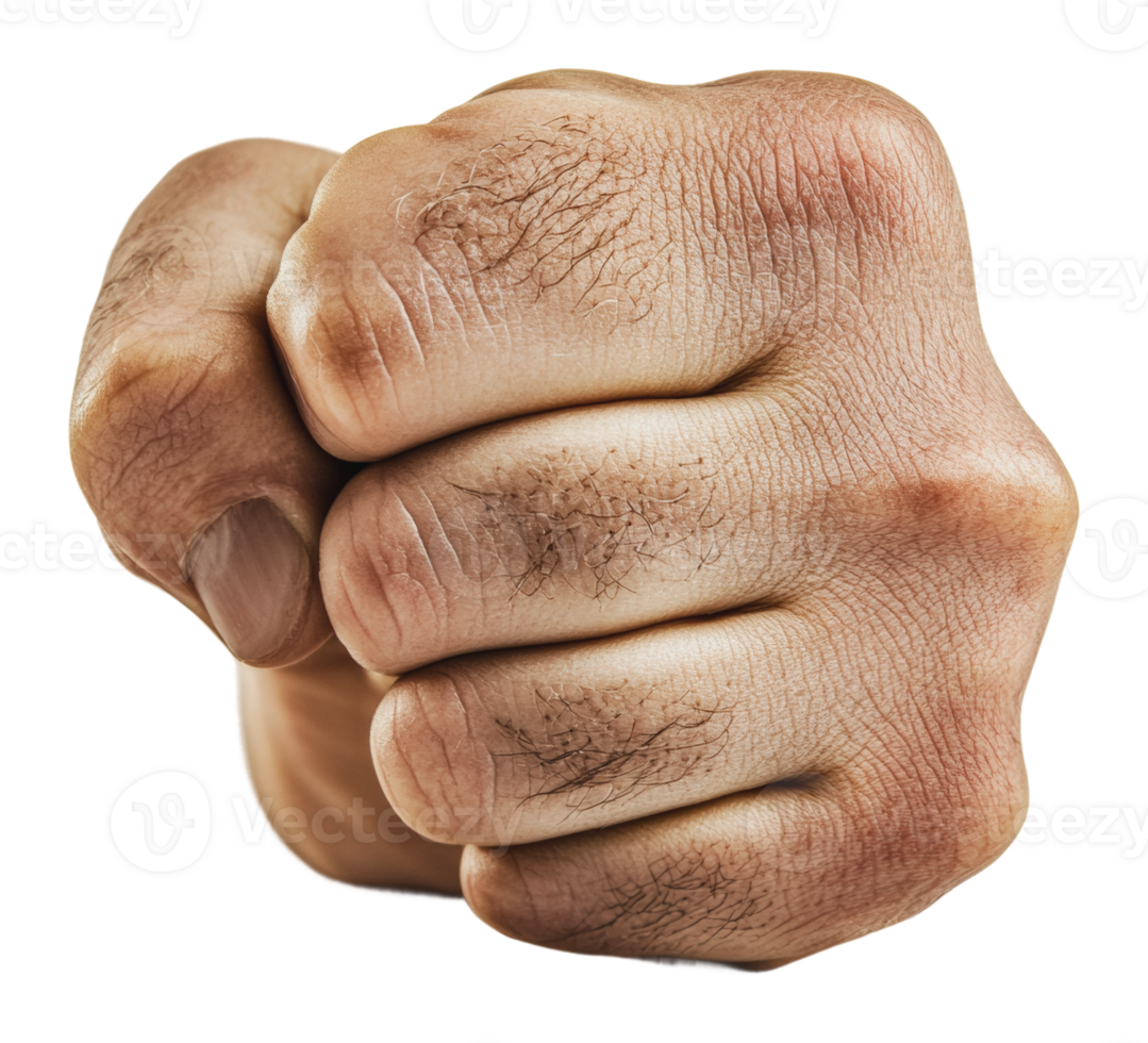 Fist clenched, showing strength png
