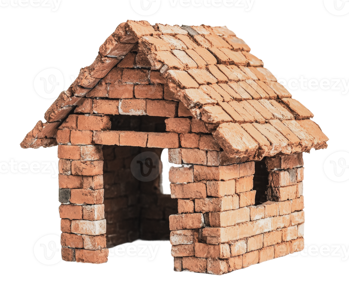 Miniature brick house model for display or play png