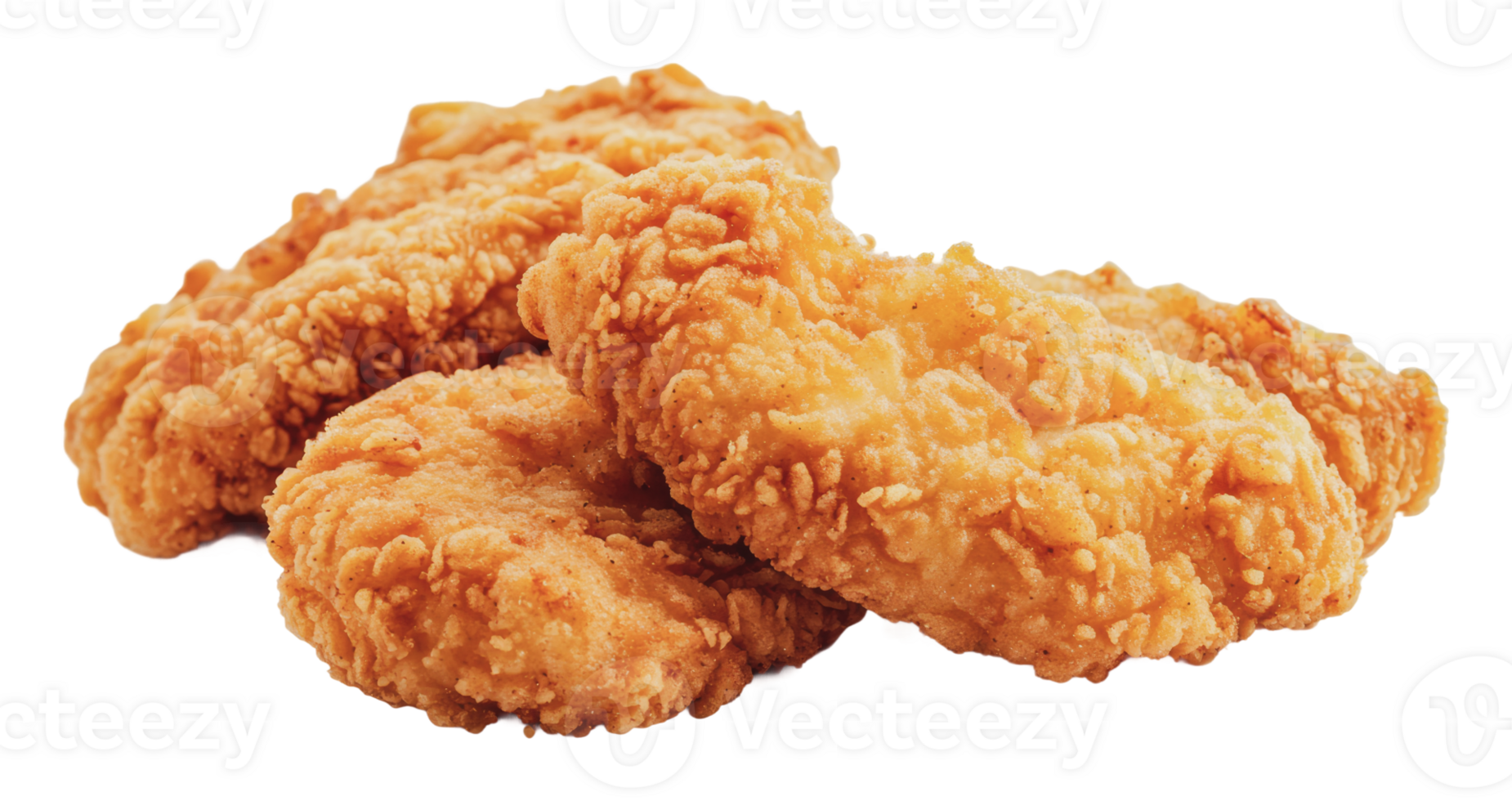 Crispy fried chicken pieces on a white background png