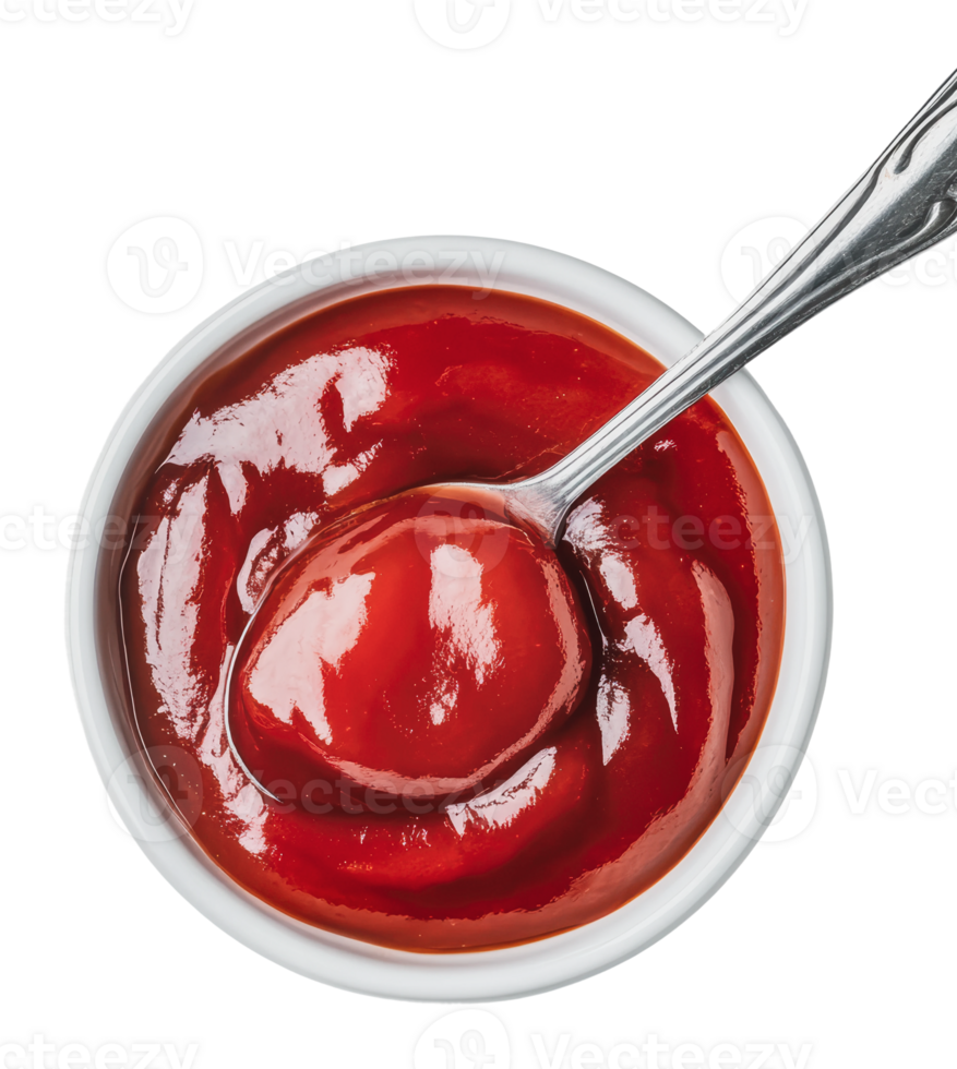 Bowl filled with rich red sauce ready for use png