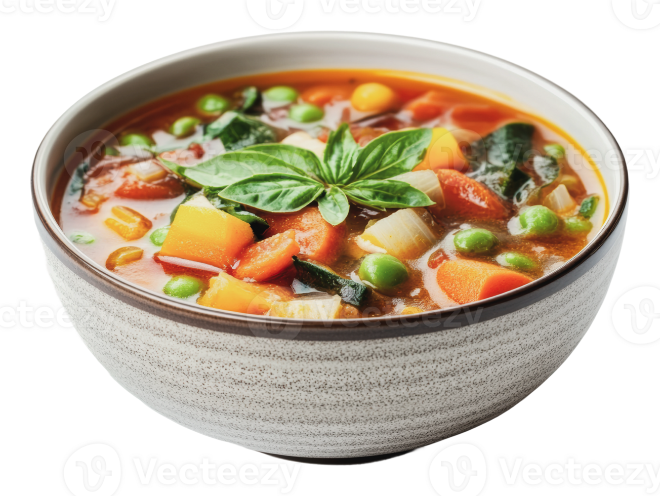 Delicious vegetable soup in a warm bowl png
