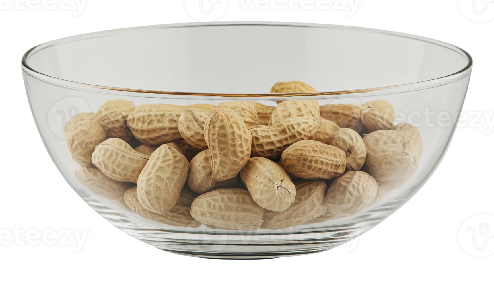 Freshly shelled peanuts in a clear bowl png