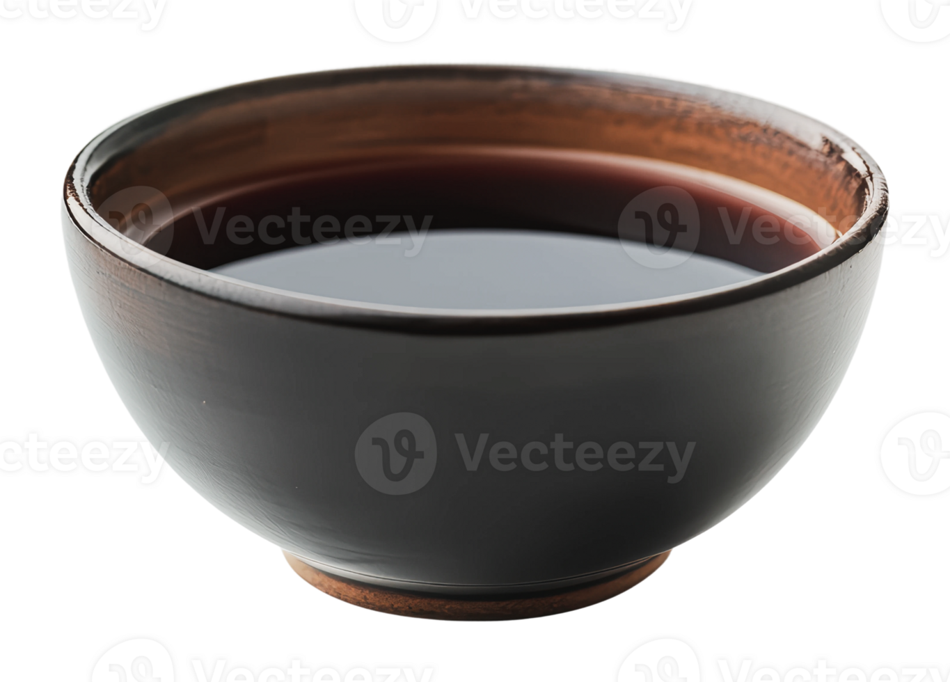 Bowl filled with dark liquid on a plain background png