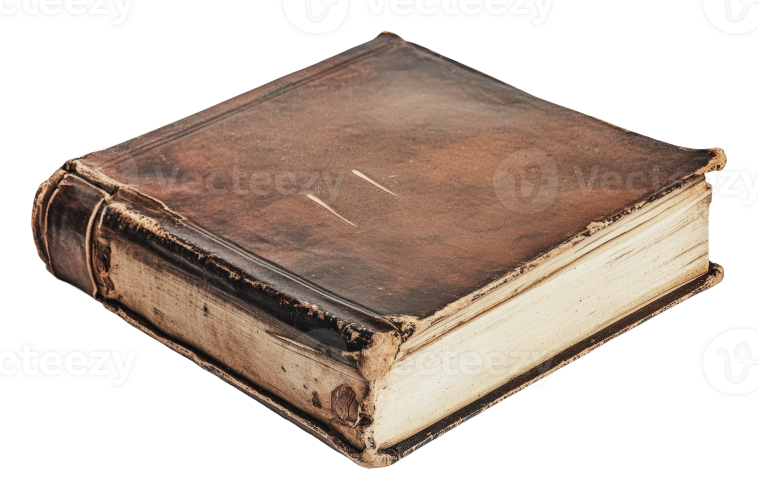 Old leather-bound book lying on a flat surface png