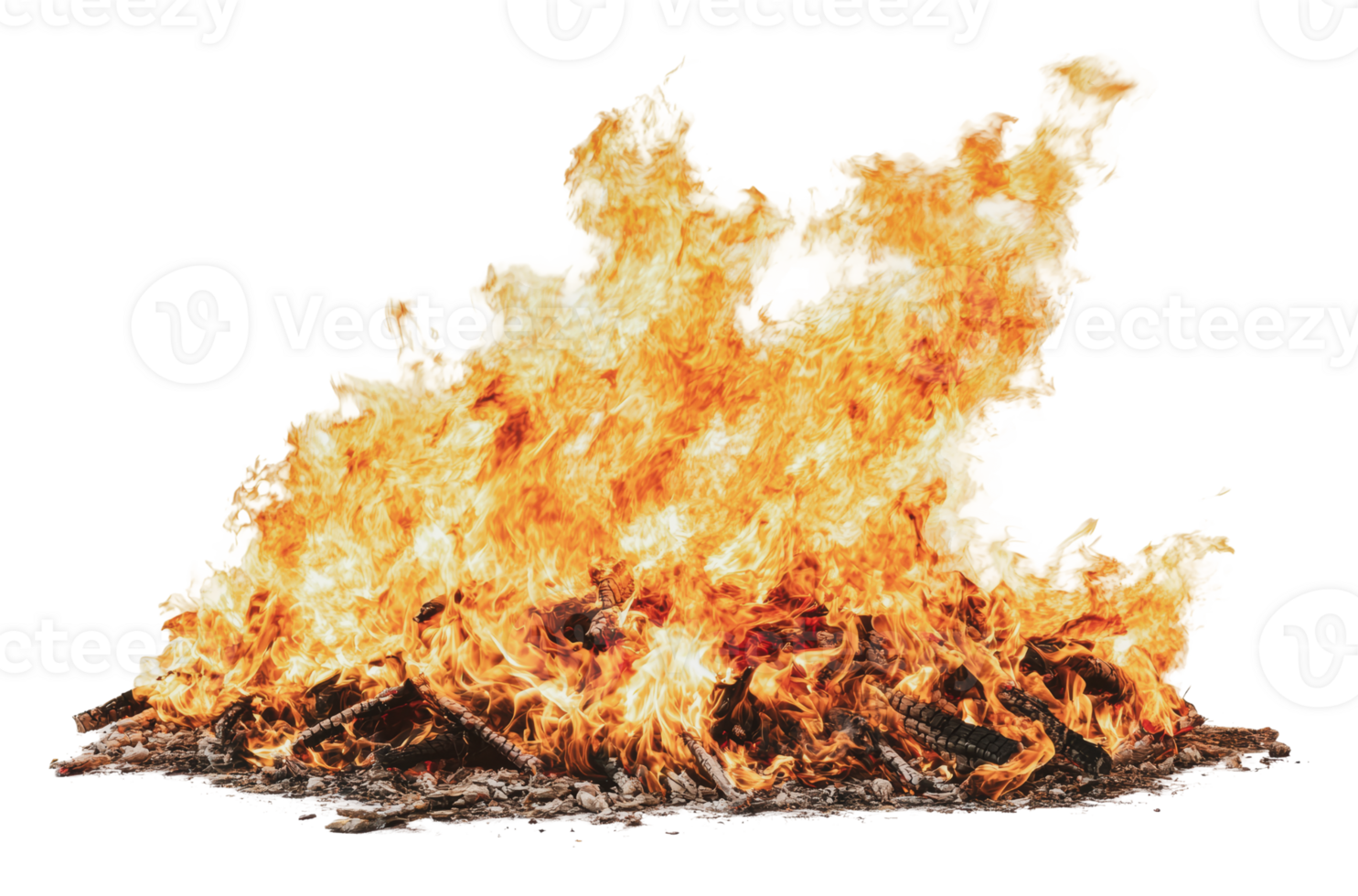 Flames erupting from a pile of logs at night png
