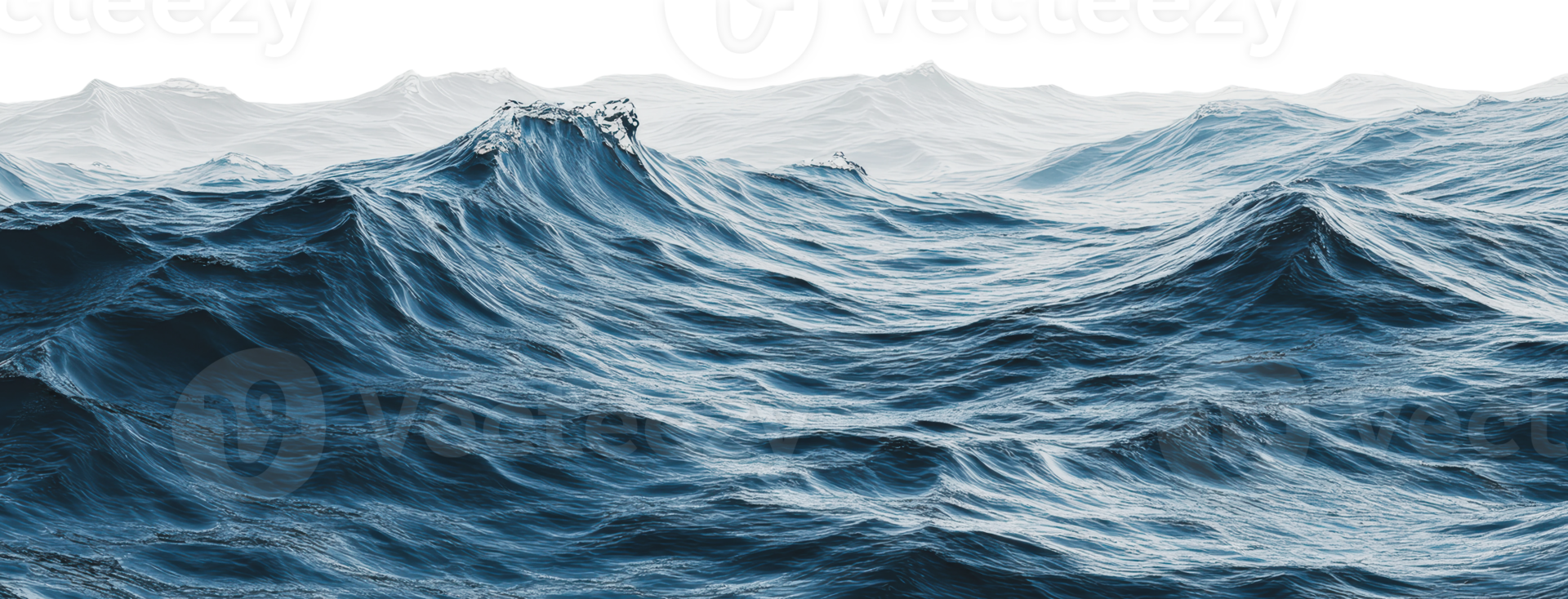 Ocean waves rolling under a cloudy sky png