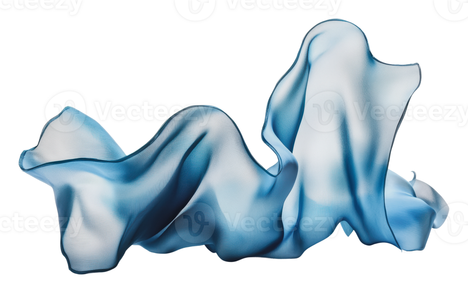 Elegant blue fabric forms an abstract shape png