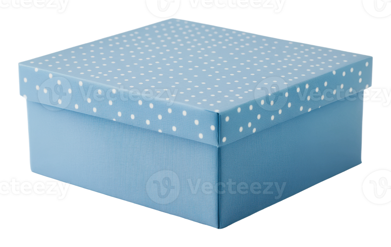 Decorative blue gift box with polka dots png